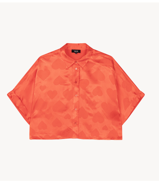 Alix The Label Blouse ladies woven hearts blouse red orange