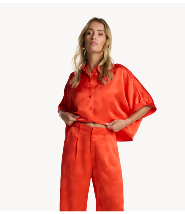Alix The Label Blouse ladies woven hearts blouse red orange