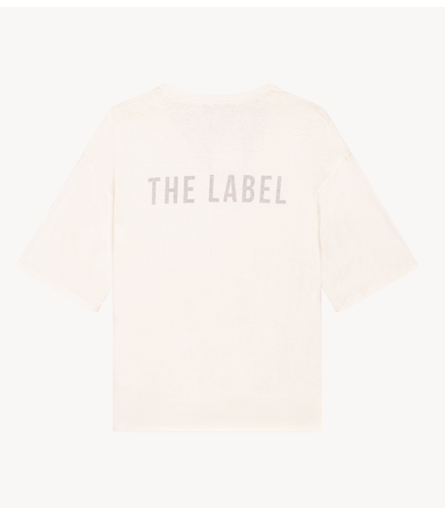 Alix The Label T-shirt ladies knitted v-neck linen t-shirt soft white