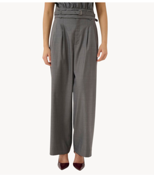 Gestuz Broek GZeffy HW Pants Dark Grey Melange