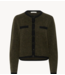 Gestuz Vest GZalpha ls contrast cardigan Olive Mélange/Black