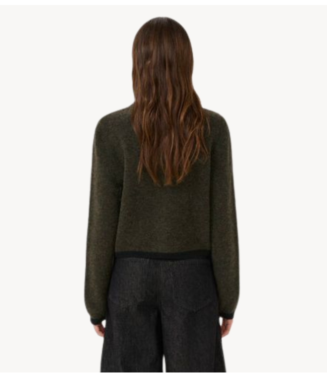 Gestuz Vest GZalpha ls contrast cardigan Olive Mélange/Black