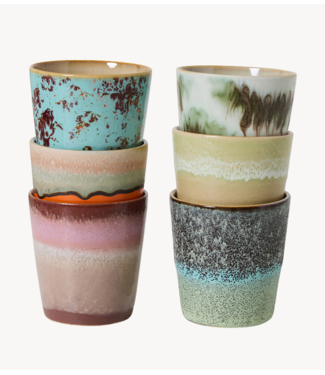 HKLIVING Mok 70s ceramics: coffee mugs, surreal (set of 6)