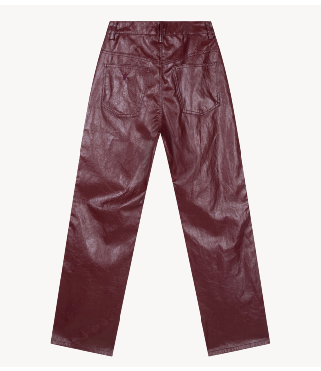 Alix The Label Broek ladies woven faux leather pants bordeaux
