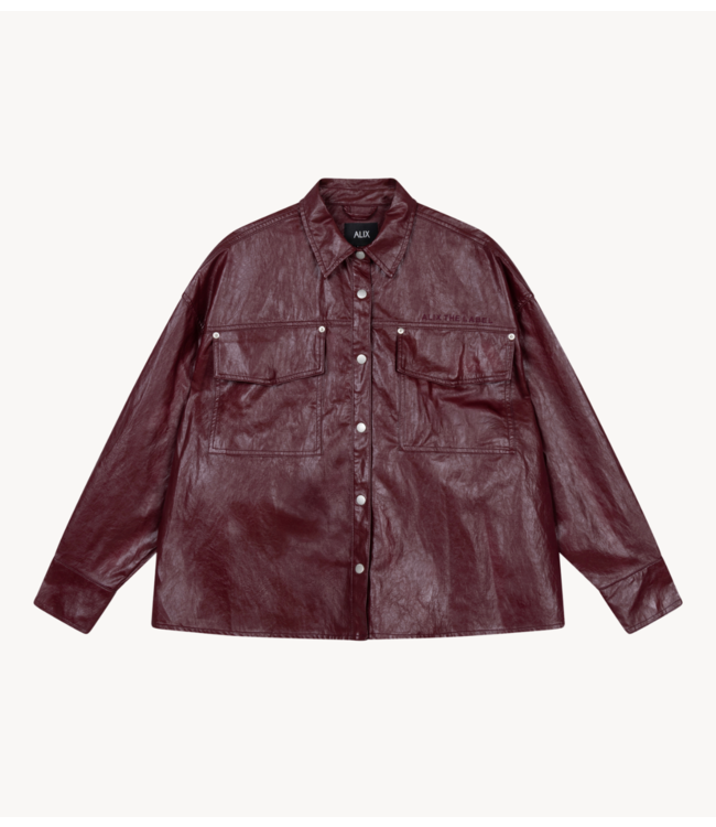 Alix The Label Blouse ladies woven faux leather blouse bordeaux