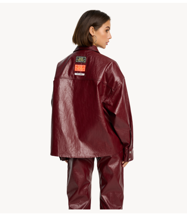 Alix The Label Blouse ladies woven faux leather blouse bordeaux