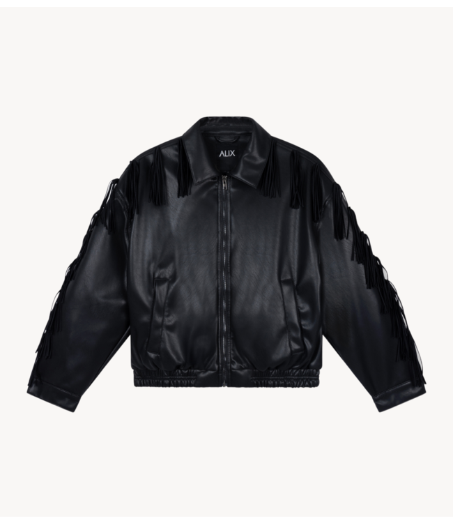Alix The Label Jas ladies woven fringe jacket black