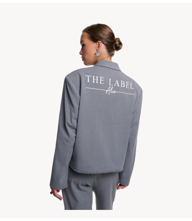 Alix The Label Blazer ladies woven double breasted blazer soft grey melange