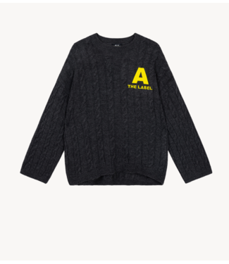Alix The Label Trui ladies knitted cropped cable jumper antracite melange