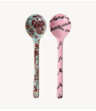 HKLIVING Lepel 70s ceramics: serving spoons, sprinkle (set of 2)