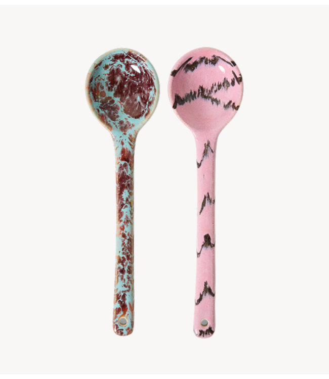 HKLIVING Lepel 70s ceramics: serving spoons, sprinkle (set of 2)