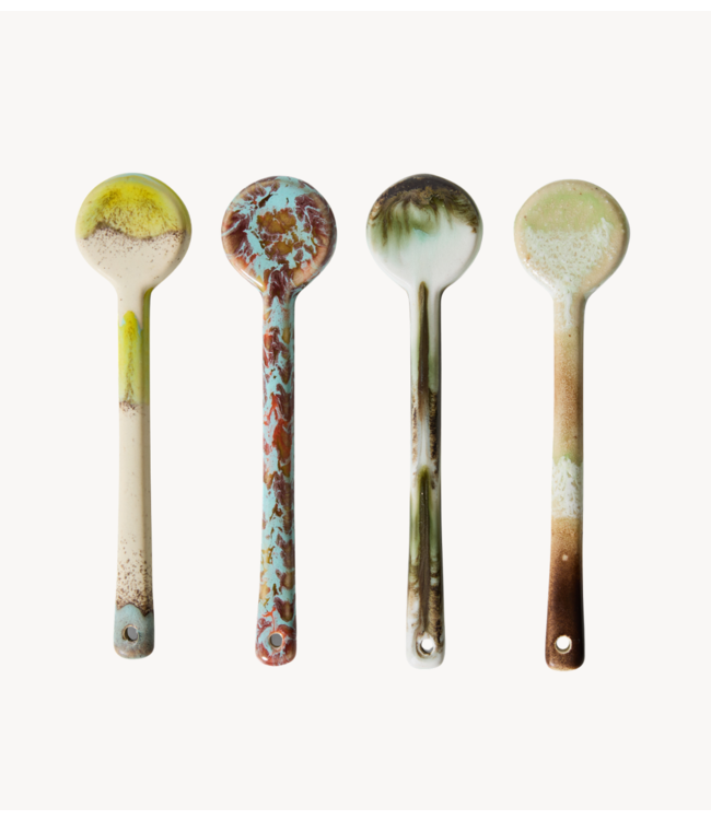 HKLIVING Lepel 70s ceramics: spoons M, blend (set of 4)