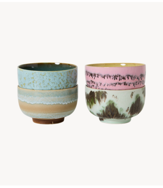 HKLIVING Kom 70s ceramics: noodle bowls, dada (set of 4)