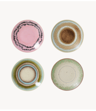 HKLIVING Schotel 70s ceramics: saucers, doodle (set of 4)