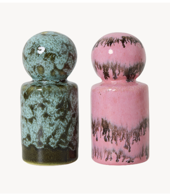 HKLIVING Zout en peper 70s ceramics: pepper & salt, baroque