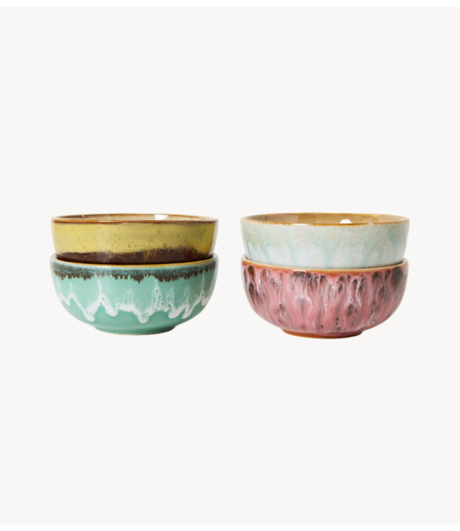 HKLIVING Kom 70s ceramics: XS bowls, modernist (set of 4)