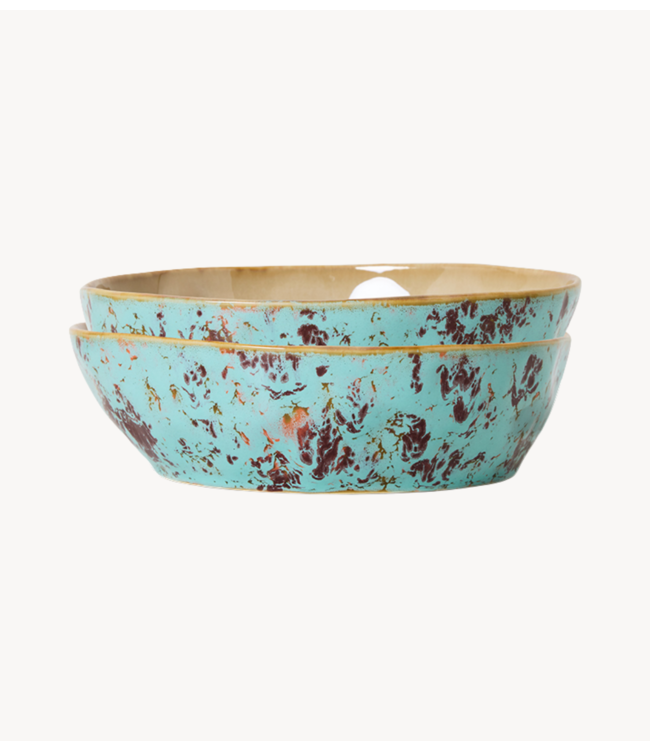 HKLIVING Kom 70s ceramics: pasta bowls, patina (set of 2)
