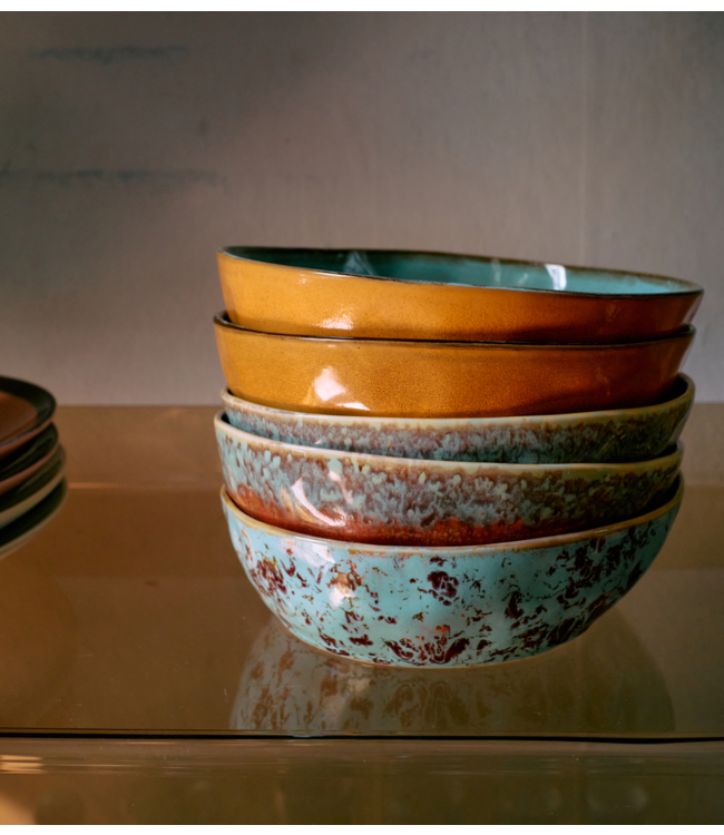 HKLIVING Kom 70s ceramics: pasta bowls, patina (set of 2)