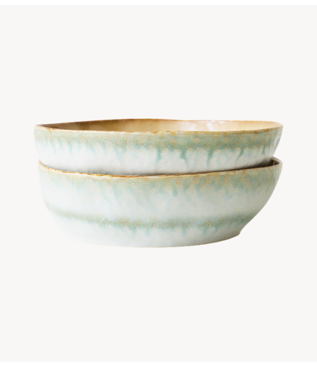 HKLIVING Kom 70s ceramics: pasta bowls, petal (set of 2)