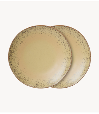 HKLIVING Borden 70s ceramics: dinner plates, grit (set of 2)