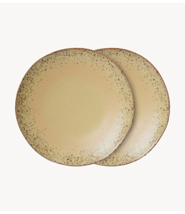 HKLIVING Bord 70s ceramics: dinner plates, grit (set of 2)