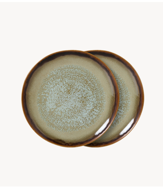 HKLIVING Borden 70s ceramics: dessert plates, contrast (set of 2)