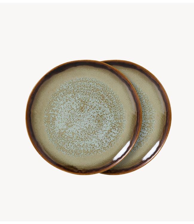 HKLIVING Bord 70s ceramics: dessert plates, contrast (set of 2)