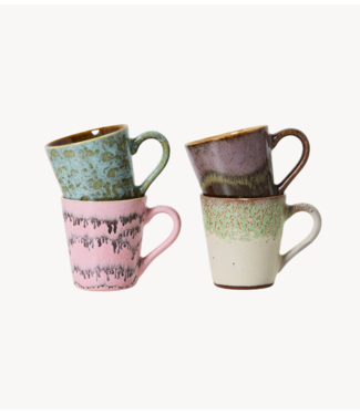 HKLIVING Mok 70s ceramics: espresso mugs, brutalism (set of 4)