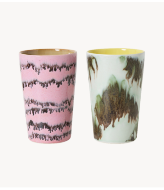 HKLIVING Mok 70s ceramics: tea mugs, baroque (set of 2)