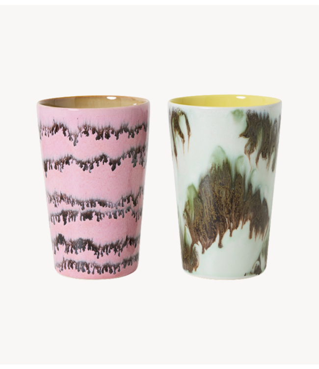 HKLIVING Mok 70s ceramics: tea mugs, baroque (set of 2)