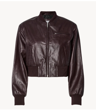 Y.A.S Jas YASKALA LS SHORT BOMBER LEATHER JACKET Port Royale
