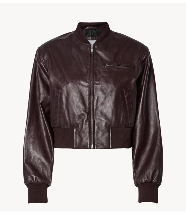 Y.A.S Jas YASKALA LS SHORT BOMBER LEATHER JACKET Port Royale