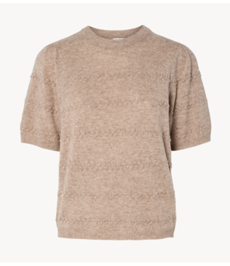 Y.A.S Top YASNIMO SS KNIT PULLOVER Pelican Melange