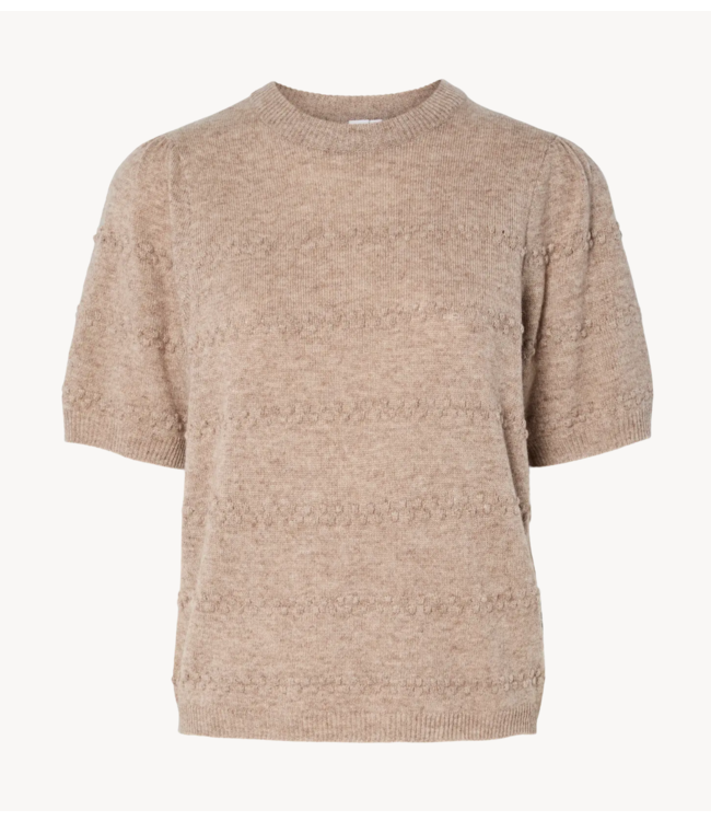 Y.A.S Top YASNIMO SS KNIT PULLOVER Pelican Melange