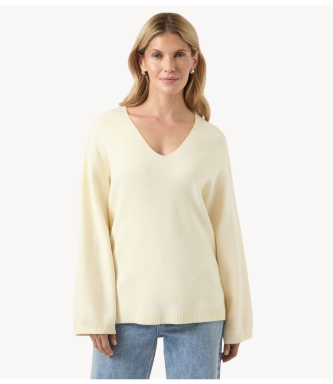 Y.A.S Trui YASELMA LS V-NECK KNIT PULLOVER NOOS Birch