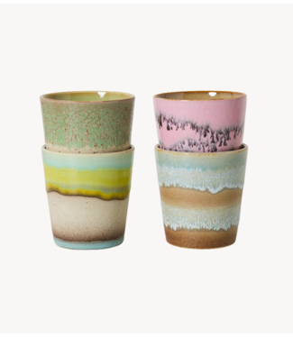 HKLIVING Mok 70s ceramics: coffee mugs, pop art (set of 4)