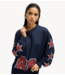 Refined Department Top ladies knitted cropped top with v-neck ULLA navy