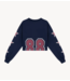 Refined Department Top ladies knitted cropped top with v-neck ULLA navy