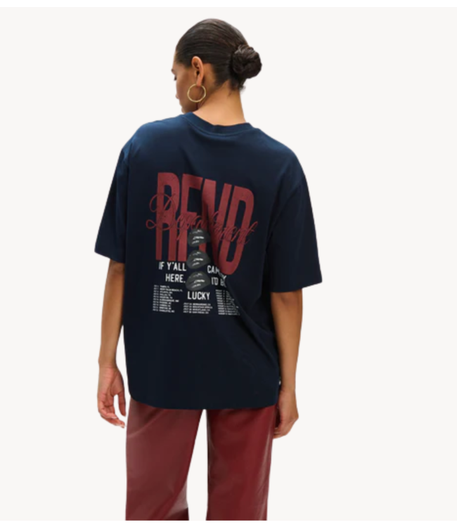 Refined Department T-shirt ladies knitted oversized long t-shirt JORDAN navy