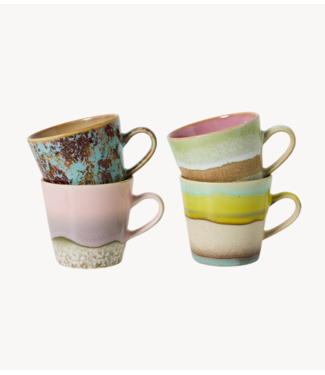 HKLIVING Mok 70s ceramics: americano mugs, rococo (set of 4)