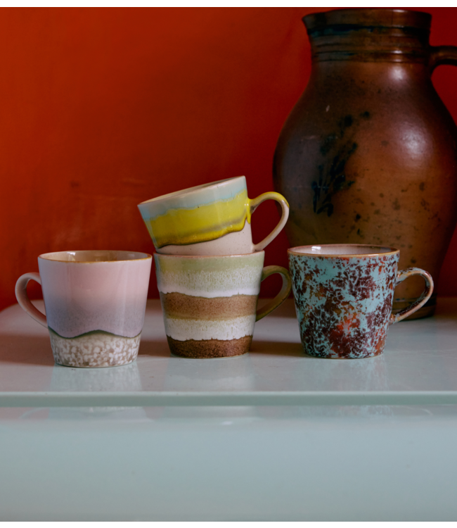 HKLIVING Mok 70s ceramics: americano mugs, rococo (set of 4)