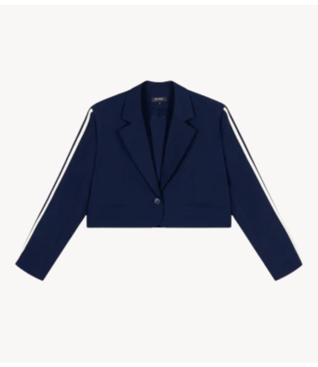 Refined Department Blazer ladies woven cropped blazer NIV navy