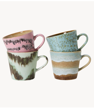 HKLIVING Mok 70s ceramics: cappuccino mugs, dada (set of 4)