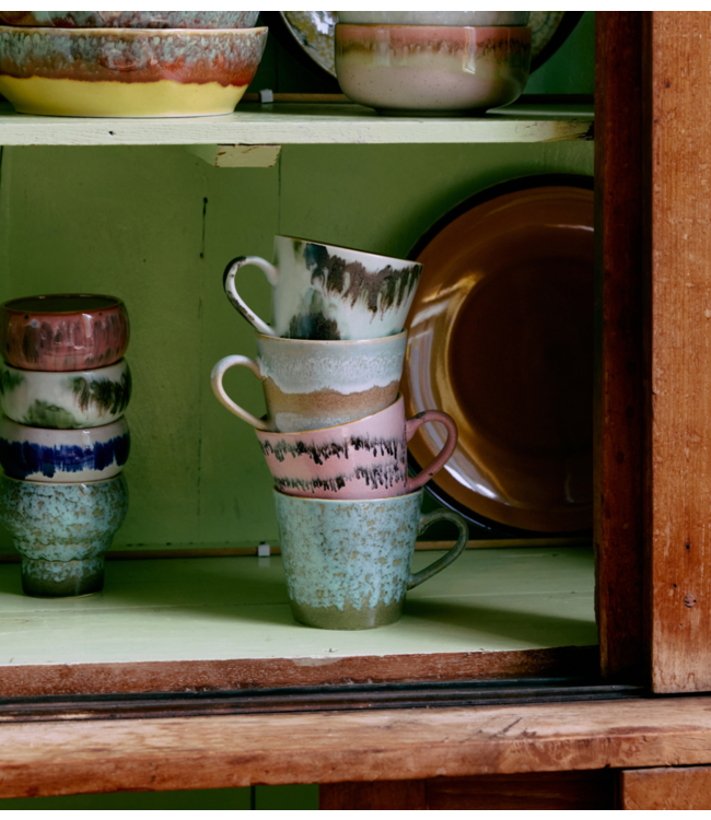 HKLIVING Mok 70s ceramics: cappuccino mugs, dada (set of 4)