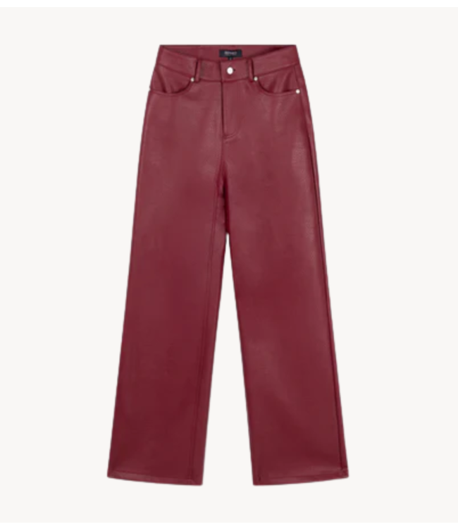 Refined Department Broek ladies woven vegan leather wide leg pants ESMEE bordeaux