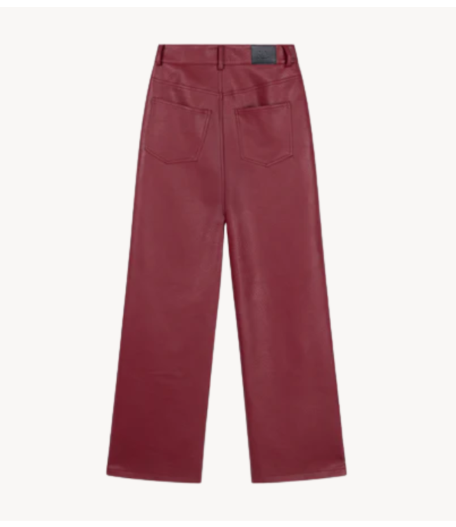 Refined Department Broek ladies woven vegan leather wide leg pants ESMEE bordeaux