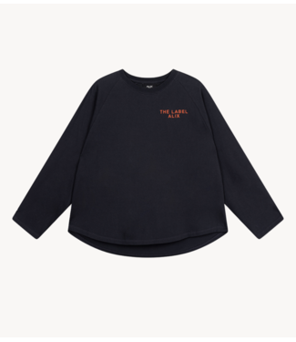 Alix The Label Top ladies knitted raglan longsleeve charcoal grey