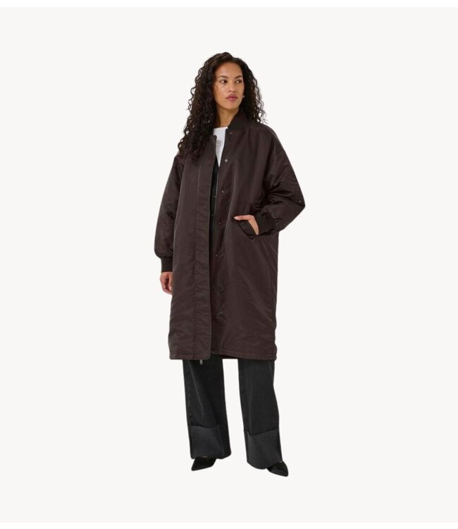 My Essential Wardrobe Jas HelgaMW Reversable Long Jacket Espresso