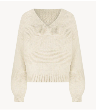 BY-BAR Trui bulky stripe pullover sand
