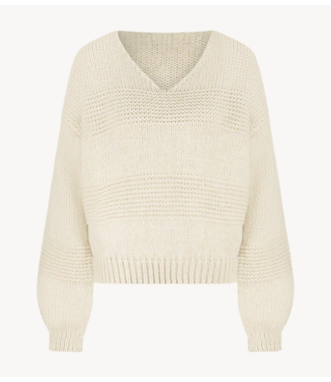 BY-BAR Trui bulky stripe pullover sand